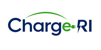 Charge RI logo. Blue and green text says Charge RI